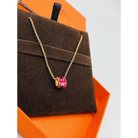 Hermes Mini pop h necklace Anémone / Rose Gold - Picture 3 of 4